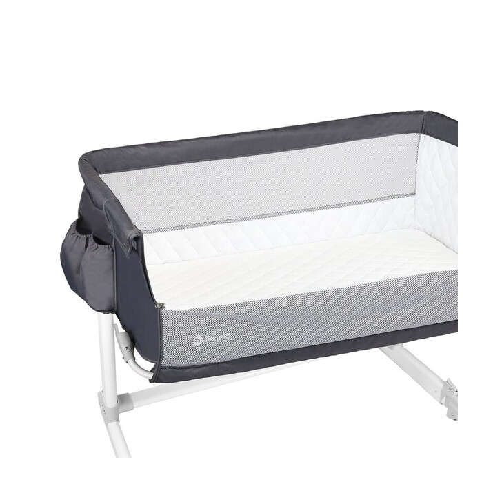 Lionelo - Patut co-sleeper Theo 2 in 1, Cu setare unghiulara, Reglabil in 5 pozitii pe inaltime, Dark Grey