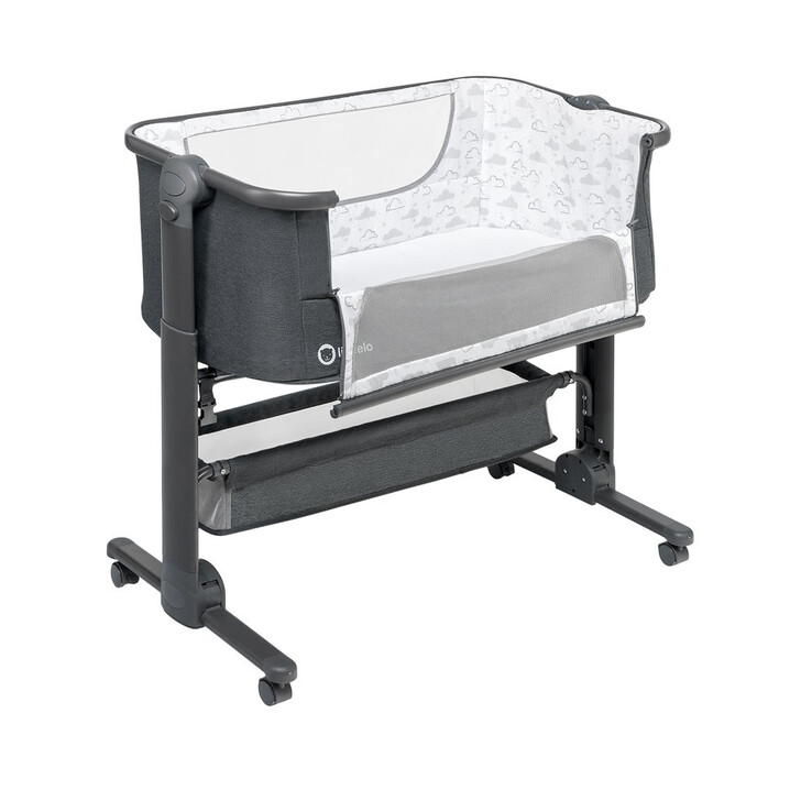 Lionelo - Patut co-sleeper Timon Pliabil, 3 in 1, Cu setare unghiulara, Reglabil in 6 pozitii pe inaltime, Din Aluminiu, 90x50 cm, Gri