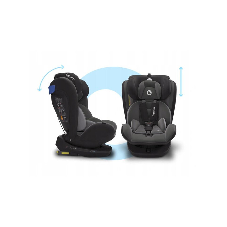 Lionelo - Scaun auto Bastiaan Pozitie de somn, Rotire 360 grade, 0-36 Kg, Cu Isofix si Centura Top Tether, Gri