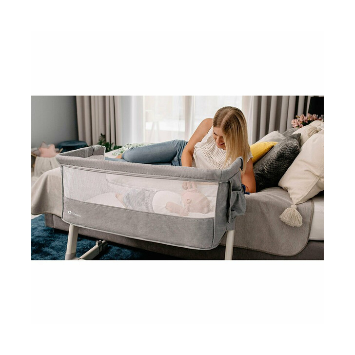 Lionelo - Patut co-sleeper Theo 2 in 1, Cu setare unghiulara, Reglabil in 5 pozitii pe inaltime, Grey