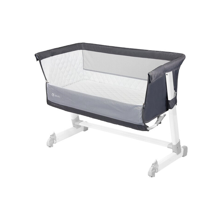 Lionelo - Patut co-sleeper Theo 2 in 1, Cu setare unghiulara, Reglabil in 5 pozitii pe inaltime, Dark Grey