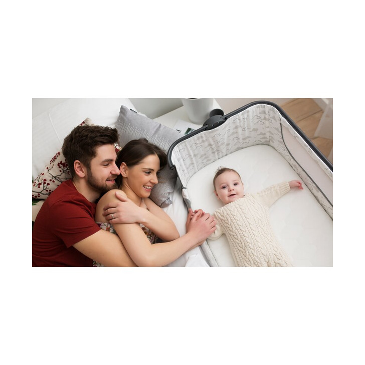 Lionelo - Patut co-sleeper Timon Pliabil, 3 in 1, Cu setare unghiulara, Reglabil in 6 pozitii pe inaltime, Din Aluminiu, 90x50 cm, Gri