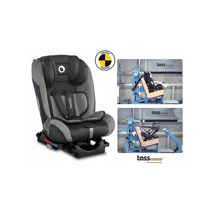 Lionelo - Scaun auto Sander Spatar reglabil, Forward-Facing sau Rear-Facing, Pozitie de somn, 0-36 Kg, Cu Isofix si centura Top Tether, Gri