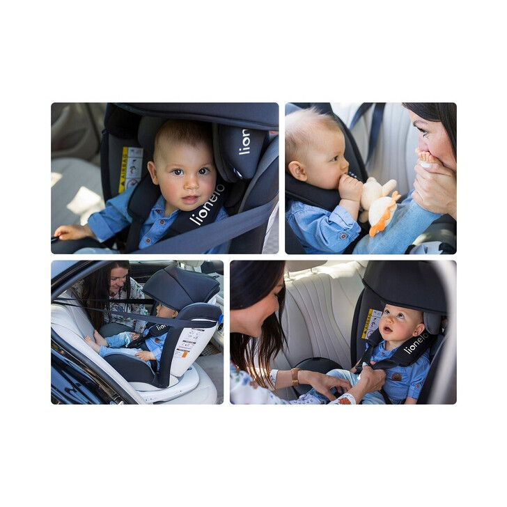 Lionelo - Scaun auto Bastiaan Pozitie de somn, Rotire 360 grade, 0-36 Kg, Cu Isofix si Centura Top Tether, Gri