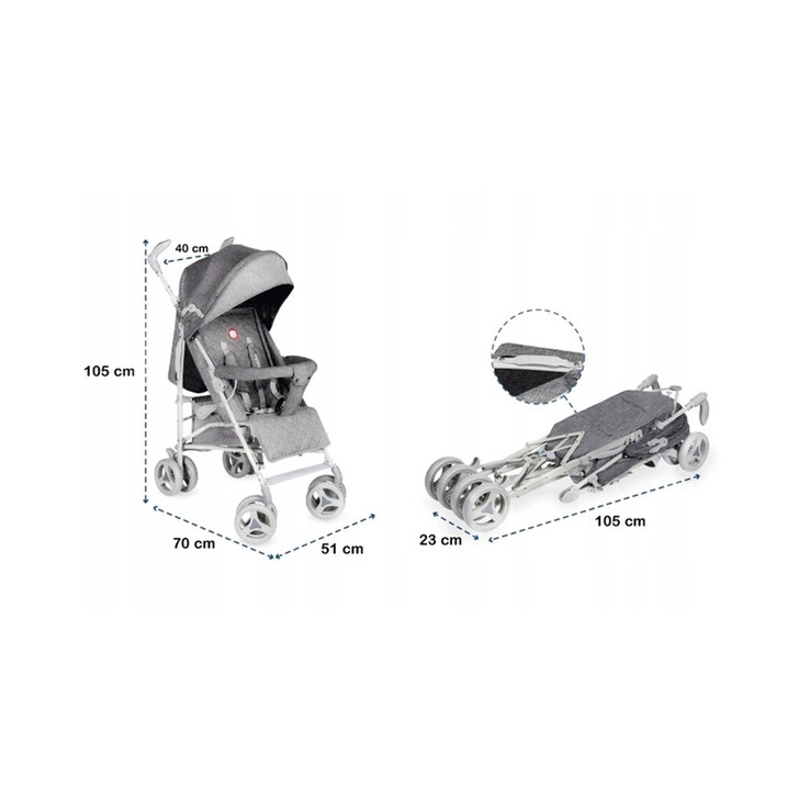 Lionelo - Carucior sport Irma, Cu husa de picioare, Cu plasa de tantari, Gri