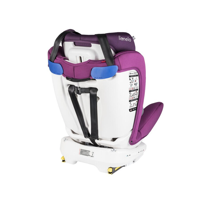 Lionelo - Scaun auto Bastiaan Pozitie de somn, Rotire 360 grade, 0-36 Kg, Cu Isofix si Centura Top Tether, Violet