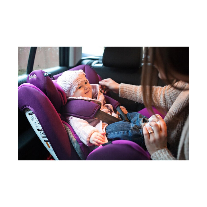 Lionelo - Scaun auto Bastiaan Pozitie de somn, Rotire 360 grade, 0-36 Kg, Cu Isofix si Centura Top Tether, Violet