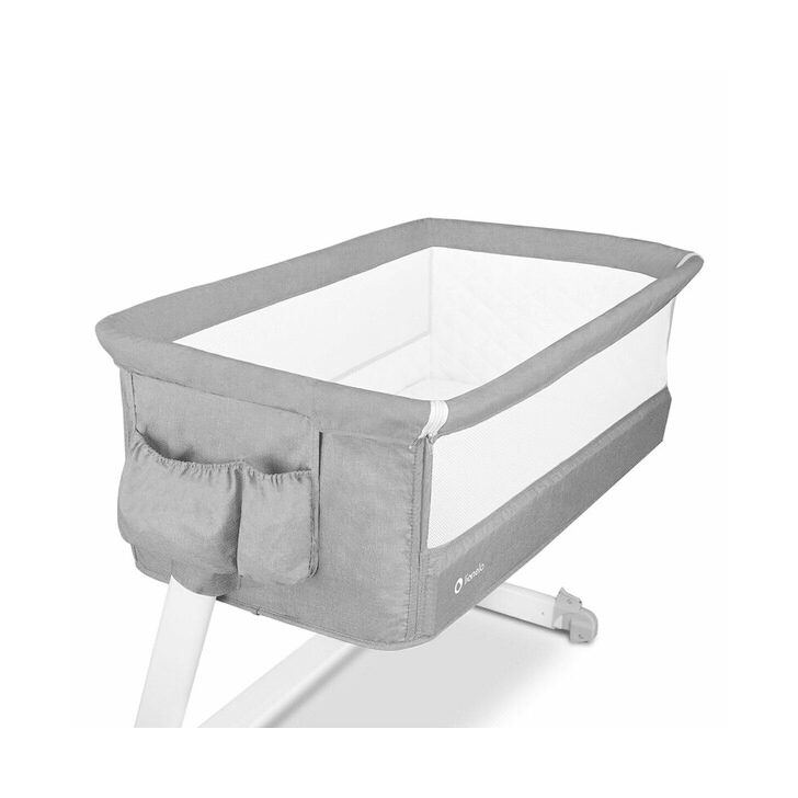 Lionelo - Patut co-sleeper Theo 2 in 1, Cu setare unghiulara, Reglabil in 5 pozitii pe inaltime, Grey