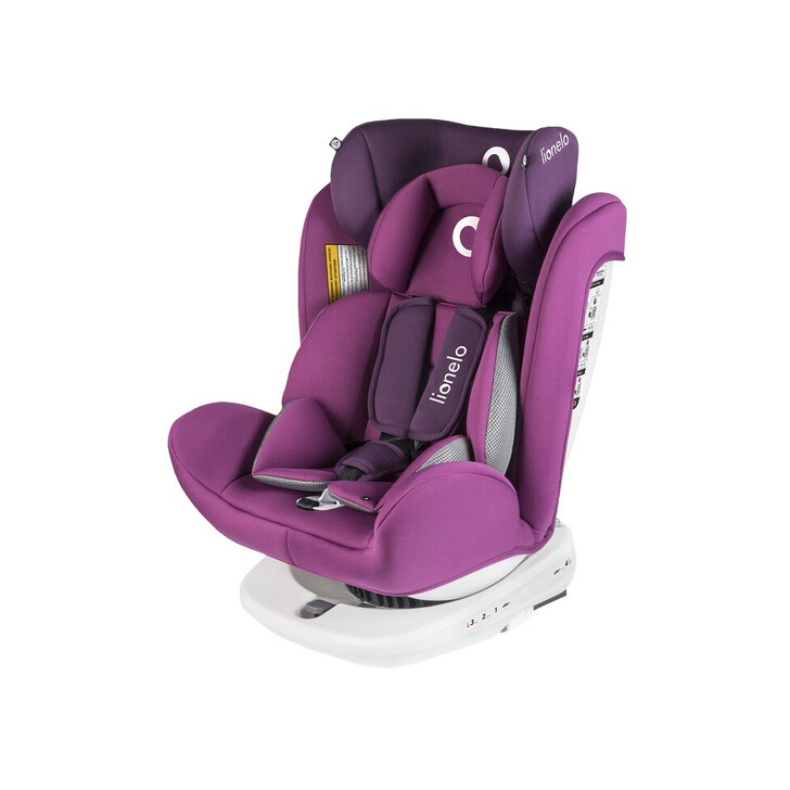 Lionelo - Scaun auto Bastiaan Pozitie de somn, Rotire 360 grade, 0-36 Kg, Cu Isofix si Centura Top Tether, Violet