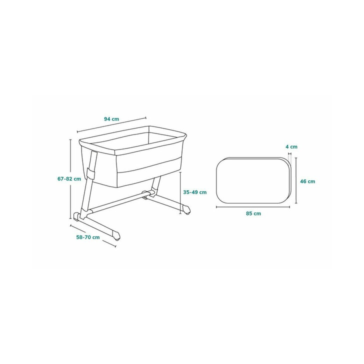 Lionelo - Patut co-sleeper Theo 2 in 1, Cu setare unghiulara, Reglabil in 5 pozitii pe inaltime, Grey