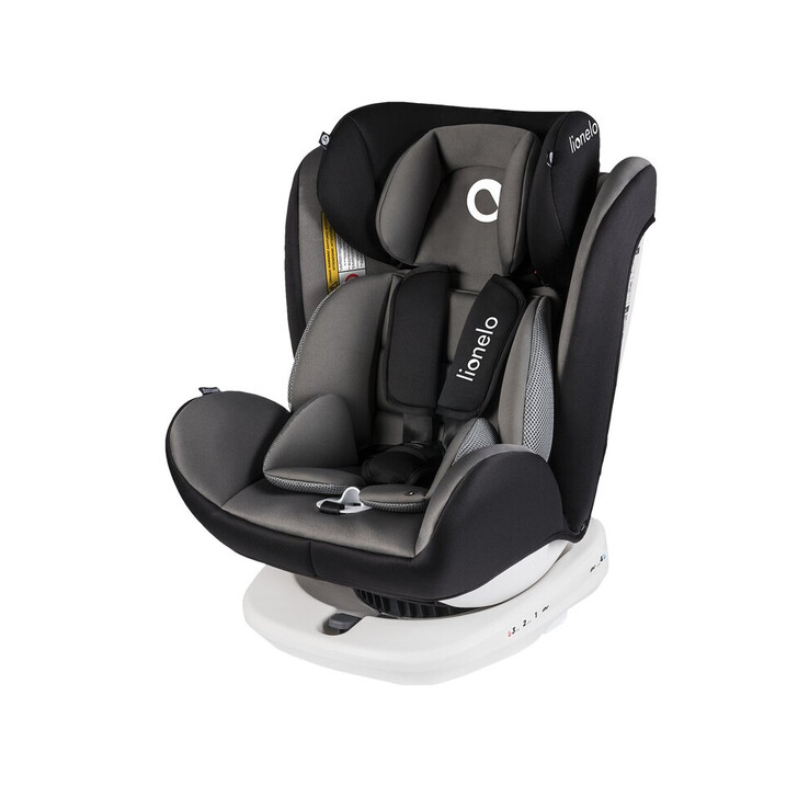 Lionelo - Scaun auto Bastiaan Pozitie de somn, Rotire 360 grade, 0-36 Kg, Cu Isofix si Centura Top Tether, Gri