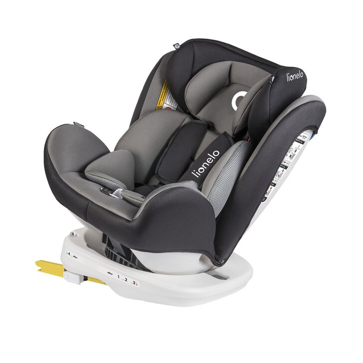 Lionelo - Scaun auto Bastiaan Pozitie de somn, Rotire 360 grade, 0-36 Kg, Cu Isofix si Centura Top Tether, Gri