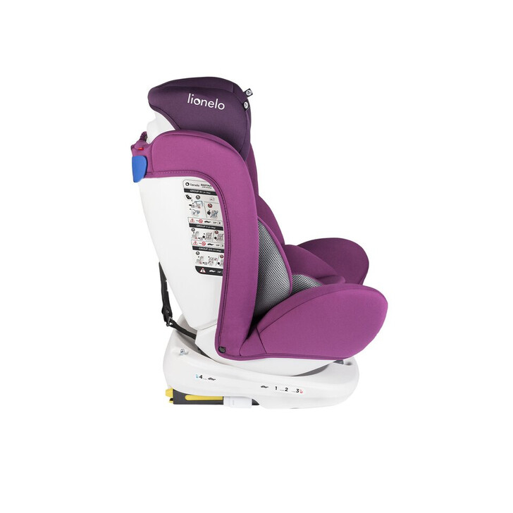 Lionelo - Scaun auto Bastiaan Pozitie de somn, Rotire 360 grade, 0-36 Kg, Cu Isofix si Centura Top Tether, Violet