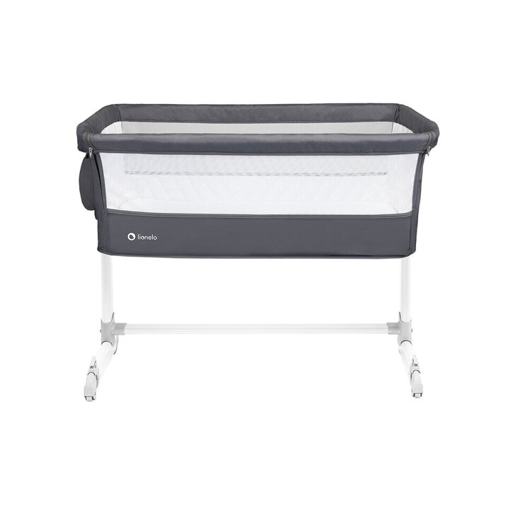 Lionelo - Patut co-sleeper Theo 2 in 1, Cu setare unghiulara, Reglabil in 5 pozitii pe inaltime, Dark Grey