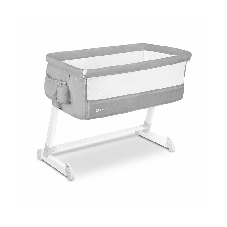 Lionelo - Patut co-sleeper Theo 2 in 1, Cu setare unghiulara, Reglabil in 5 pozitii pe inaltime, Grey