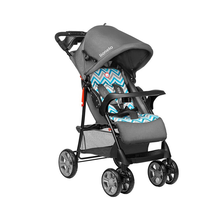 Lionelo - Carucior sport Emma Plus, Cu tavita, 2 Suporturi pentru pahar, Geanta accesorii, Blue Scandi