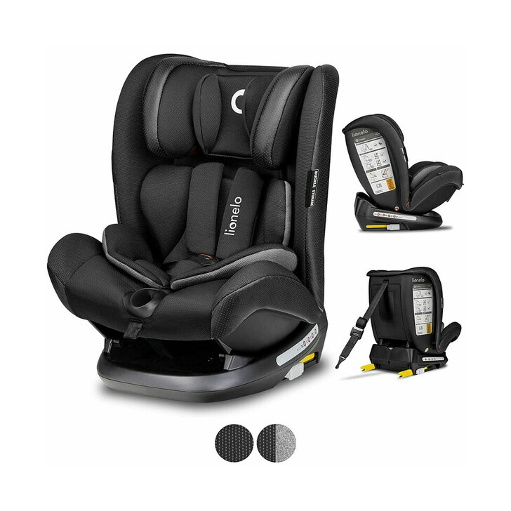 Lionelo - Scaun auto Oliver Carbon Spatar reglabil, Protectie laterala, Top Tether, 9-36 Kg, cu Isofix, Negru