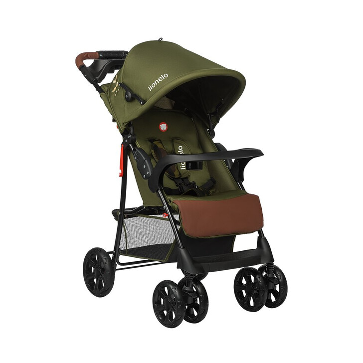 Lionelo - Carucior sport Emma Plus, Cu tavita, 2 Suporturi pentru pahar, Geanta accesorii, Forest Green