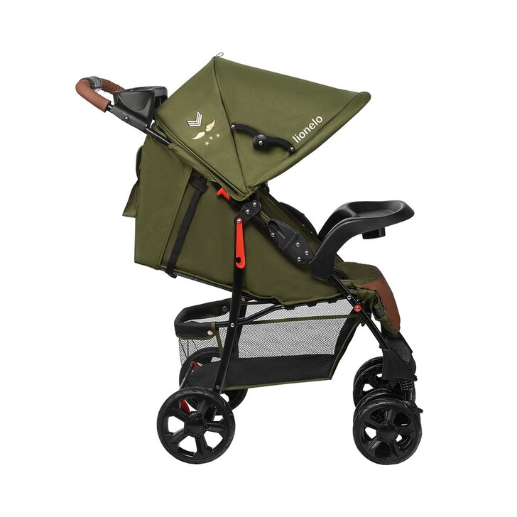 Lionelo - Carucior sport Emma Plus, Cu tavita, 2 Suporturi pentru pahar, Geanta accesorii, Forest Green