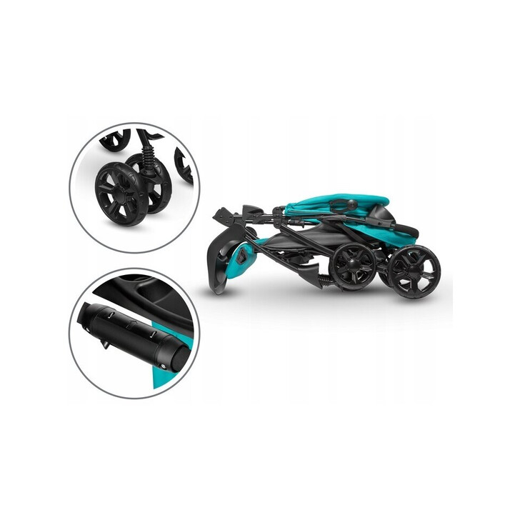 Lionelo - Carucior sport Emma Plus, Cu tavita, 2 Suporturi pentru pahar, Geanta accesorii, Vivid Turquoise