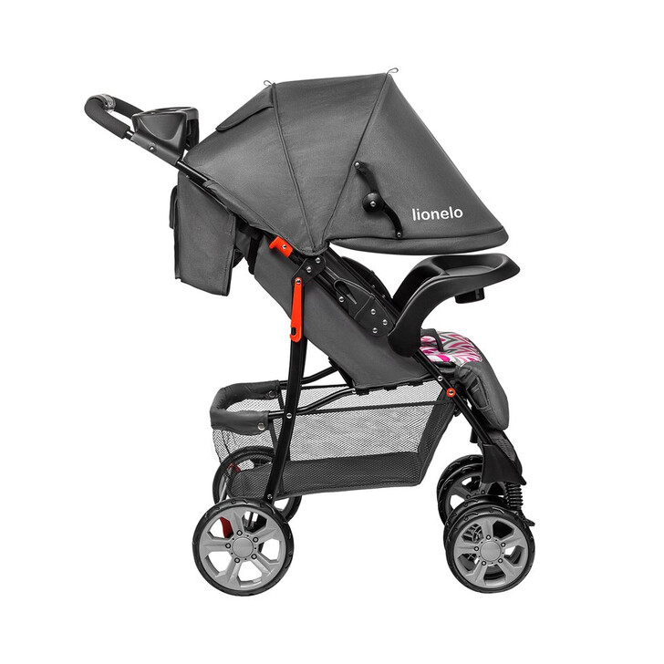 Lionelo - Carucior sport Emma Plus, Cu tavita, 2 Suporturi pentru pahar, Geanta accesorii, Pink Scandi