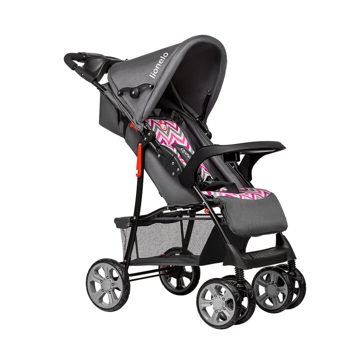 Lionelo - Carucior sport Emma Plus, Cu tavita, 2 Suporturi pentru pahar, Geanta accesorii, Pink Scandi