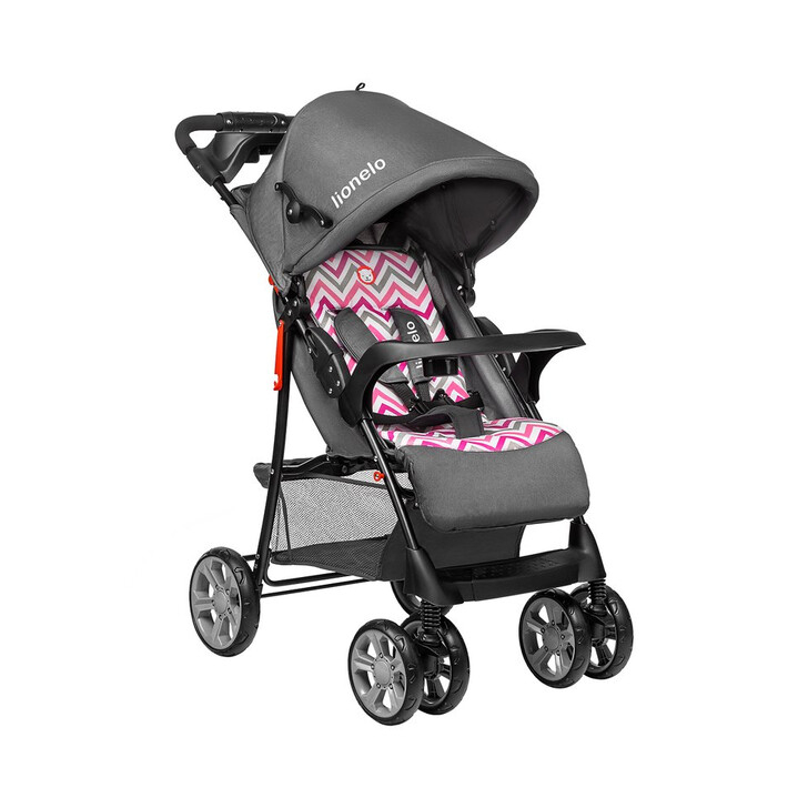 Lionelo - Carucior sport Emma Plus, Cu tavita, 2 Suporturi pentru pahar, Geanta accesorii, Pink Scandi