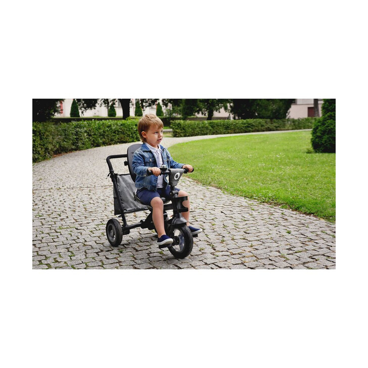 Lionelo - Tricicleta Tris Stone Grey Mecanism de pedalare libera, Suport picioare, Control al directiei, Scaun reversibil, Rotire 360 grade, Pliabila, Gri