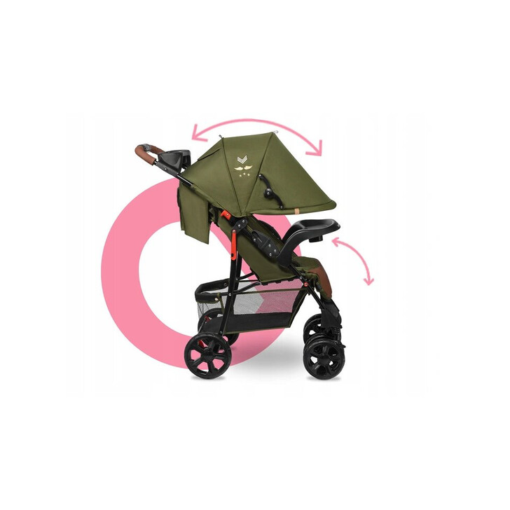 Lionelo - Carucior sport Emma Plus, Cu tavita, 2 Suporturi pentru pahar, Geanta accesorii, Forest Green