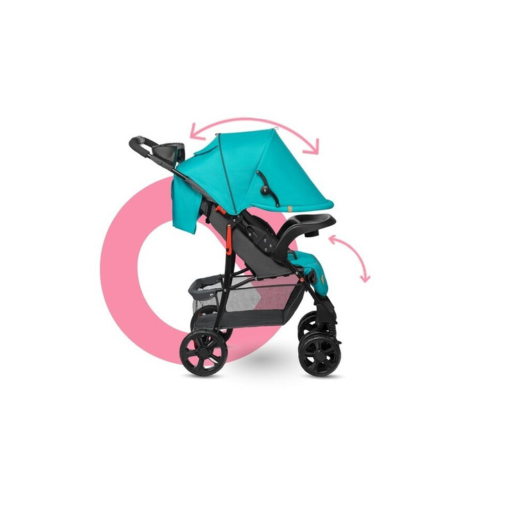 Lionelo - Carucior sport Emma Plus, Cu tavita, 2 Suporturi pentru pahar, Geanta accesorii, Vivid Turquoise