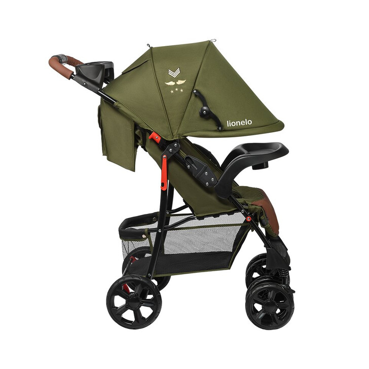 Lionelo - Carucior sport Emma Plus, Cu tavita, 2 Suporturi pentru pahar, Geanta accesorii, Forest Green