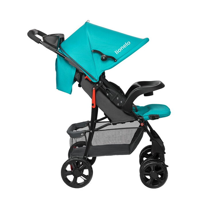 Lionelo - Carucior sport Emma Plus, Cu tavita, 2 Suporturi pentru pahar, Geanta accesorii, Vivid Turquoise