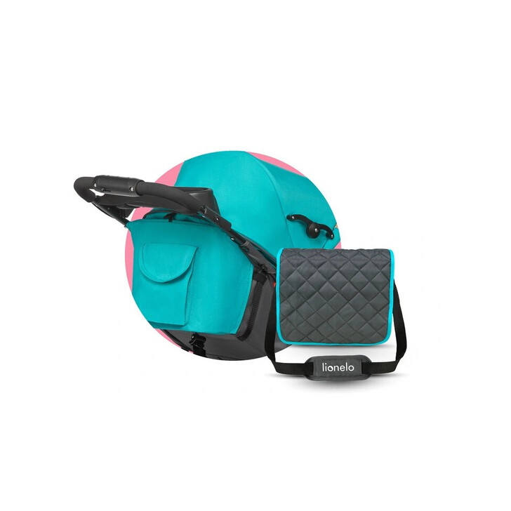 Lionelo - Carucior sport Emma Plus, Cu tavita, 2 Suporturi pentru pahar, Geanta accesorii, Vivid Turquoise