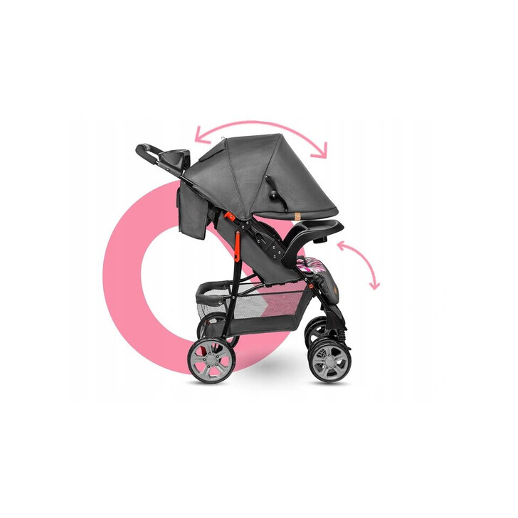 Lionelo - Carucior sport Emma Plus, Cu tavita, 2 Suporturi pentru pahar, Geanta accesorii, Pink Scandi