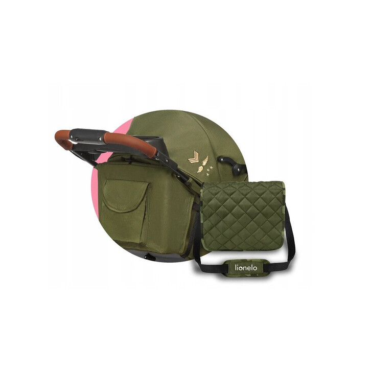 Lionelo - Carucior sport Emma Plus, Cu tavita, 2 Suporturi pentru pahar, Geanta accesorii, Forest Green