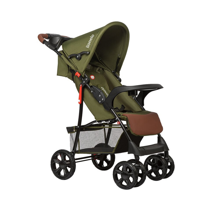 Lionelo - Carucior sport Emma Plus, Cu tavita, 2 Suporturi pentru pahar, Geanta accesorii, Forest Green