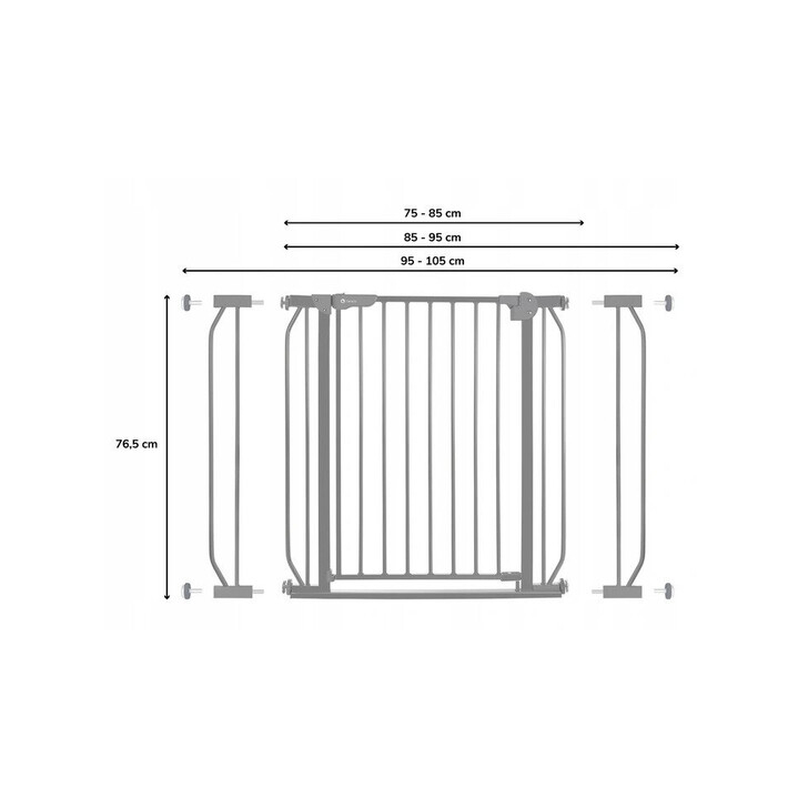 Lionelo - Poarta de siguranta prin presiune Truus Slim, 105 cm, Gri