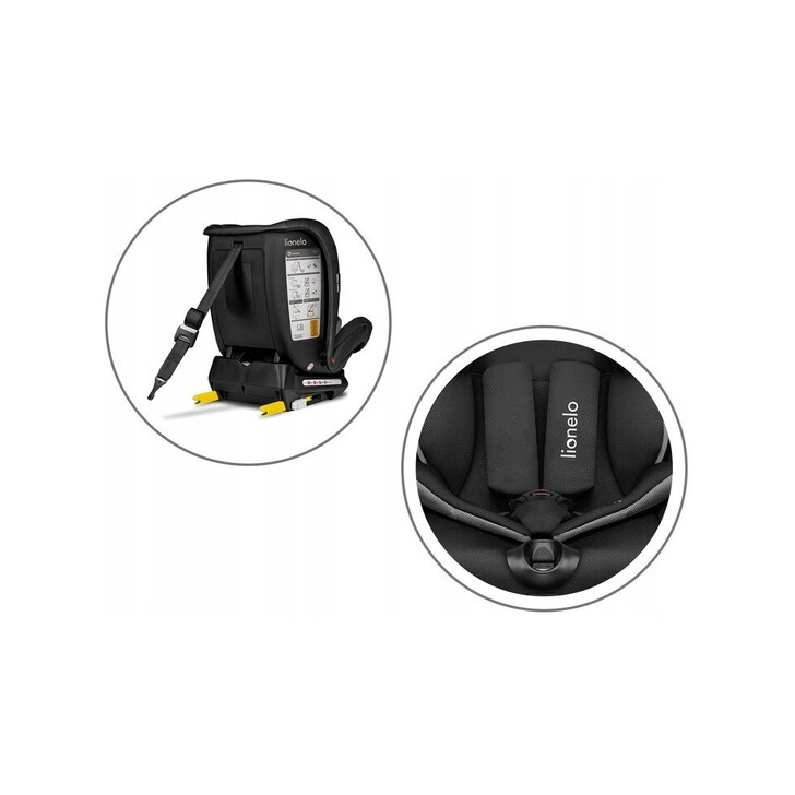 Lionelo - Scaun auto Oliver Carbon Spatar reglabil, Protectie laterala, Top Tether, 9-36 Kg, cu Isofix, Negru