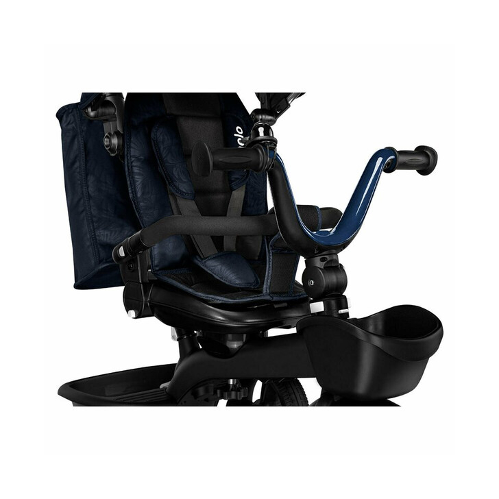 Lionelo - Tricicleta Kori Blue Navy Suport picioare, Control al directiei, Scaun reversibil, Rotire 360 grade, Pliabila