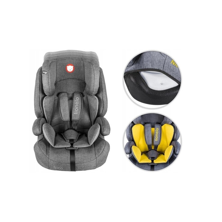 Lionelo - Scaun auto Nico Spatar detasabil, Protectie laterala, 9-36 Kg, Negru