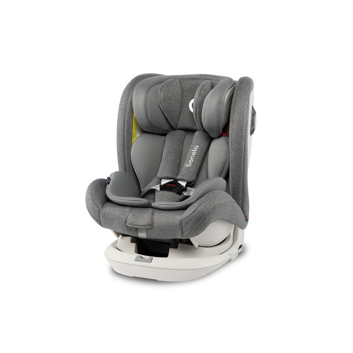 Lionelo - Scaun auto Bastiaan RWF Pozitie de somn, Protectie laterala, Rotire 360 grade, 0-36 Kg, Cu Isofix si Centura Top Tether, Gri