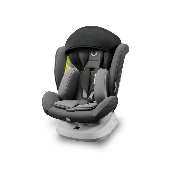 Lionelo - Scaun auto Bastiaan One Pozitie de somn, Protectie laterala, Rotire 360 grade, Top Tether, 0-36 Kg, cu Isofix, Gri