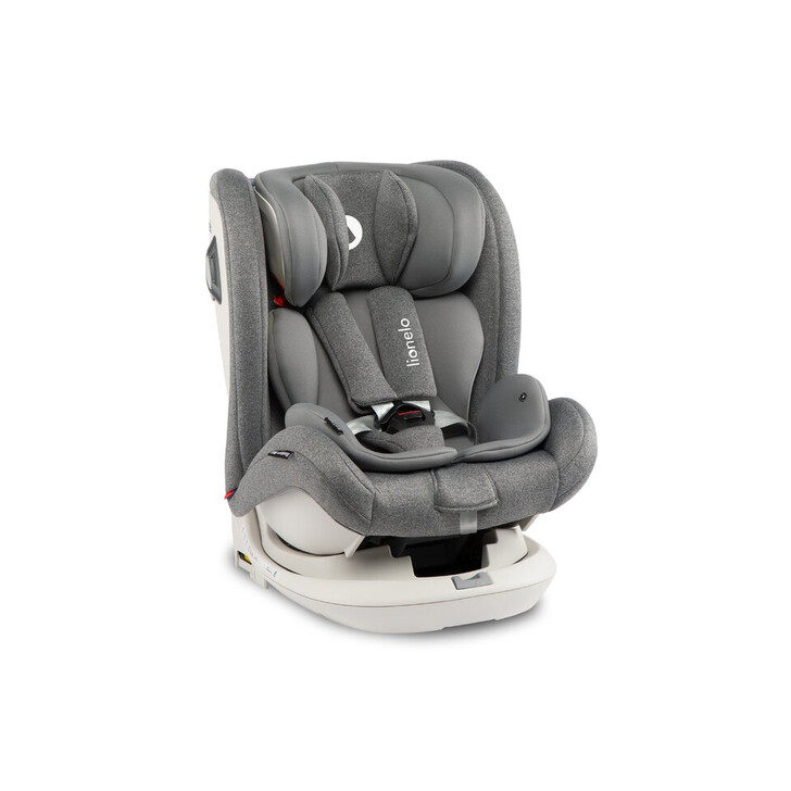 Lionelo - Scaun auto Bastiaan RWF Pozitie de somn, Protectie laterala, Rotire 360 grade, 0-36 Kg, Cu Isofix si Centura Top Tether, Gri