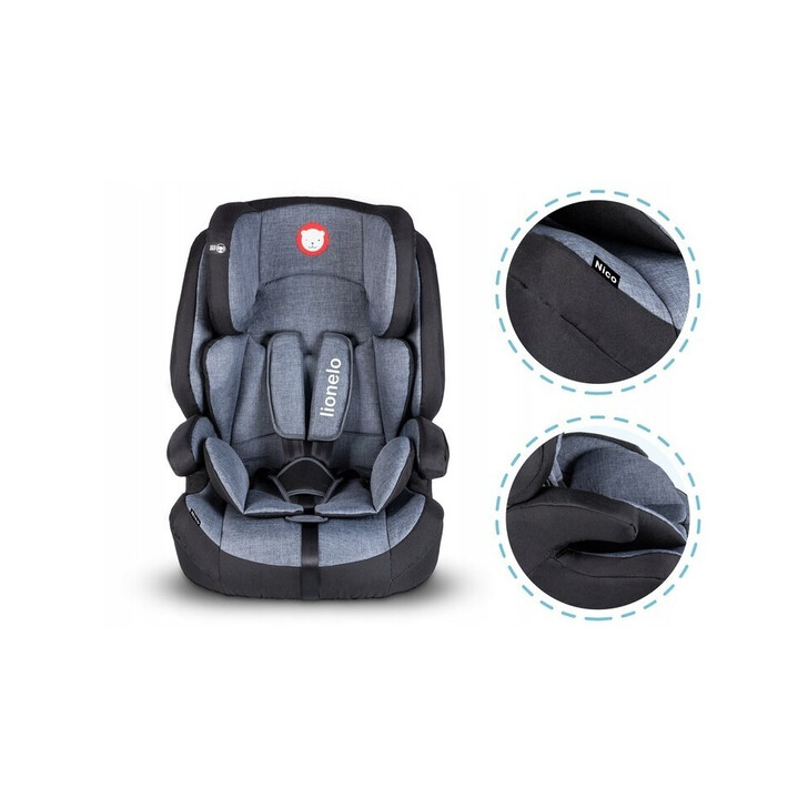 Lionelo - Scaun auto Nico Spatar detasabil, Protectie laterala, 9-36 Kg, Negru