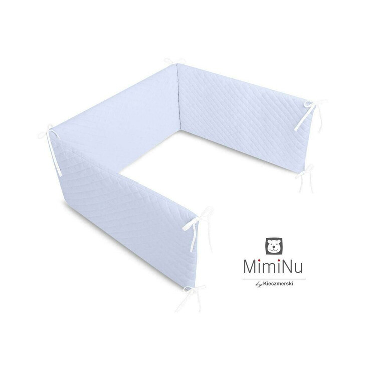 MimiNu - Aparatoare matlasata din catifea moale, Cu fermoar, Cu husa detasabila si lavabila, Pentru patut 120X60 cm, Blue