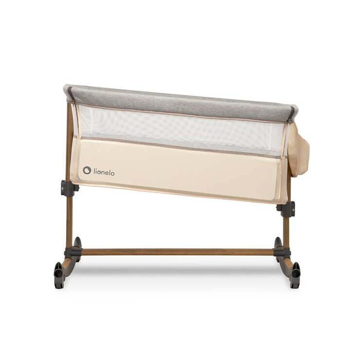 Lionelo - Patut co-sleeper Leonie Cu sistem de leganare, Cu setare unghiulara, Reglabil in 5 pozitii pe inaltime, Beige Sand