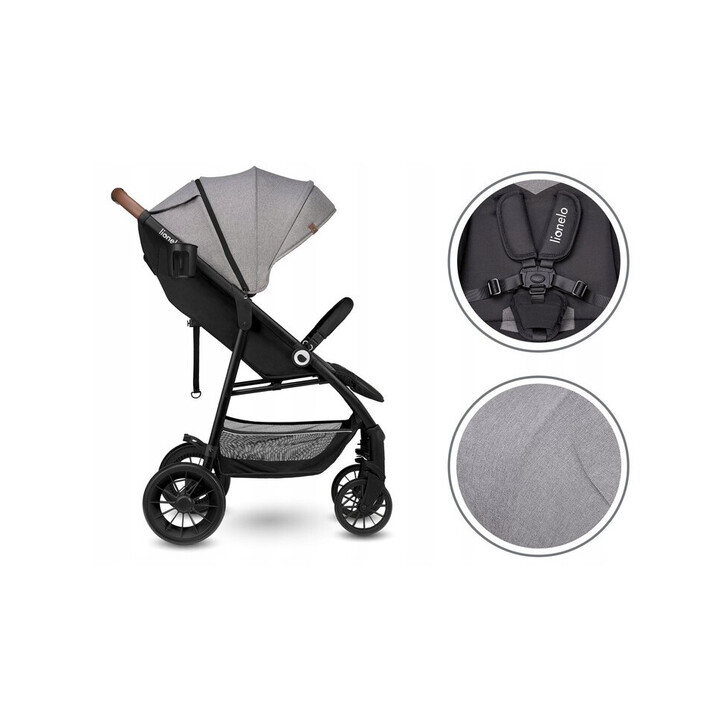 Lionelo - Carucior sport Zoey, De la nastere, Cu accesorii, Cadru din aluminiu, 0- 15 kg, Gri