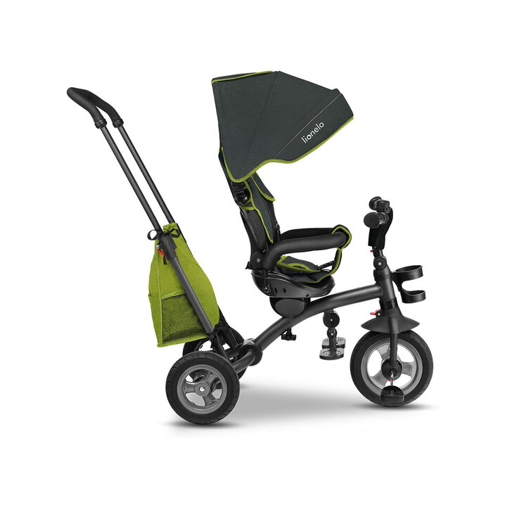 Lionelo - Tricicleta Tris Stone Green Lime Mecanism de pedalare libera, Suport picioare, Control al directiei, Scaun reversibil, Rotire 360 grade, Pliabila, Gri