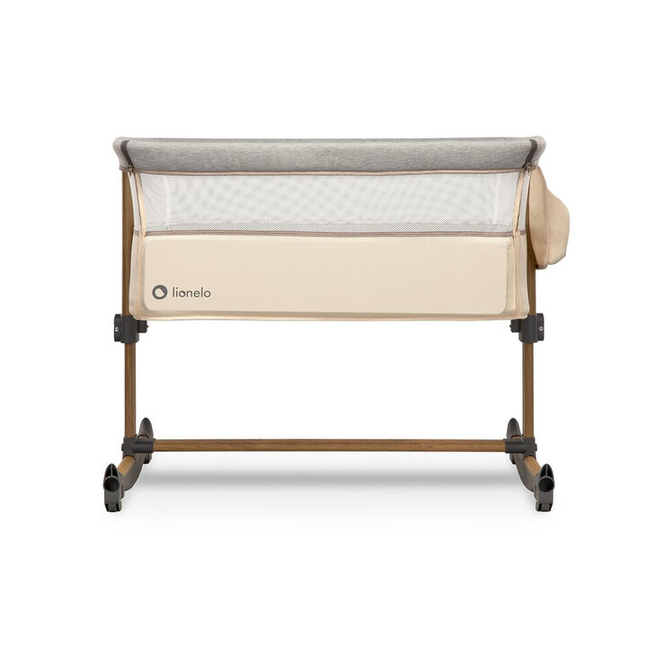 Lionelo - Patut co-sleeper Leonie Cu sistem de leganare, Cu setare unghiulara, Reglabil in 5 pozitii pe inaltime, Beige Sand