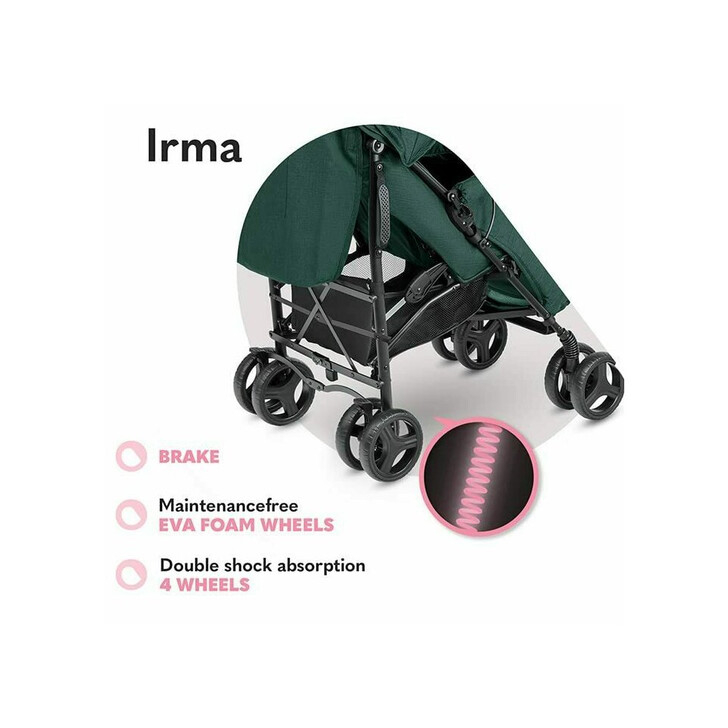 Lionelo - Carucior sport Irma, Cu husa de picioare, Cu plasa de tantari, Verde Inchis